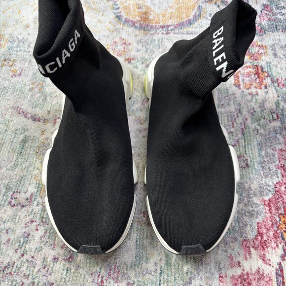 Balenciaga Speed Sneaker Cuffed Black Yellow main image 4